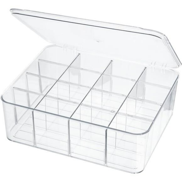 Clear Drawer Organizer Box with 16 Dividers for Socks Underwear Ties Bras - Picture 1 of 7